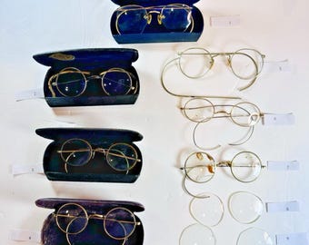 Vintage 12K GF Eyeglasses Lot, Art Deco Ful-Vue, Windsor, Shuron, AO Cases
