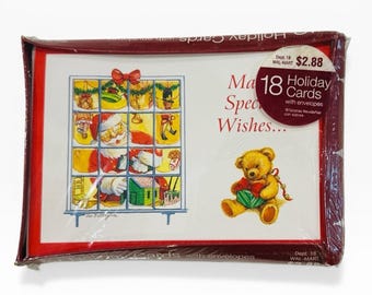 18 Buste per biglietti di auguri natalizi vintage di Walmart, Babbo Natale, Negozio di giocattoli, Scatola degli auguri speciali