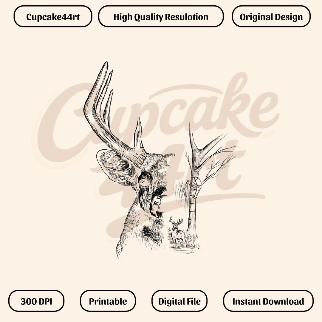 Deer Hunting PNG, Buck Line Art PNG, Stag Wildlife Illustration PNG ...