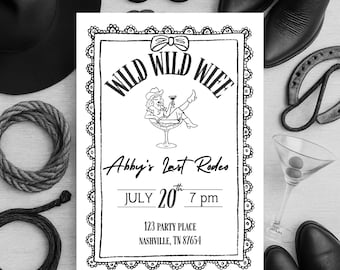 Cowgirl Bachelorette Invitation | Last Rodeo Party Template | Wild Wild Wife Editable Invite