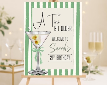 Plaque de bienvenue Martini 21e anniversaire, modèle modifiable (téléchargement numérique)