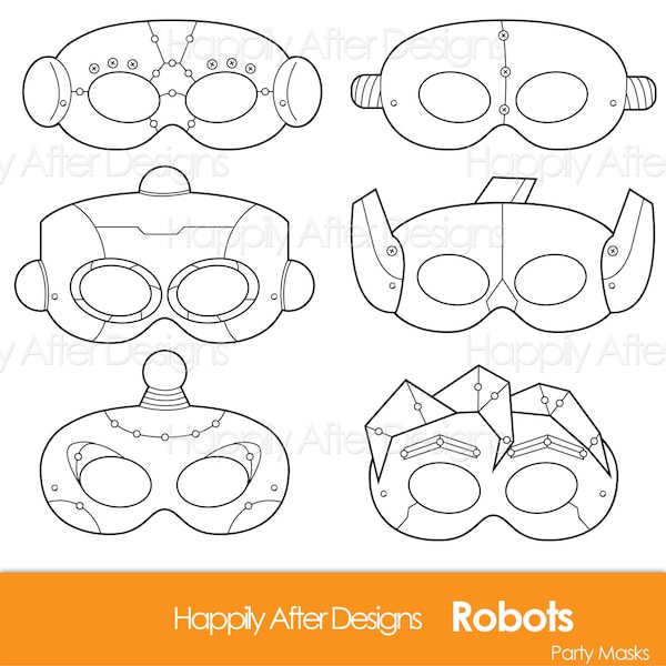 Robots Printable Coloring Masks, robot mask, bots mask, robot costume, robot print, printable mask, bots mask, boys, girls, costume, color