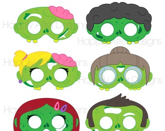 Zombie Crew Printable Masks - Zombie Mask - Monster Mask - Creature Mask - Halloween Costume - Zombie Costume - Zombie Printable