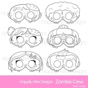 Zombie Crew Printable Coloring Masks - Zombie Printables - Zombie Mask - Monster Mask - Zombie Costume - Creature Mask - Coloring Page