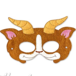 Brave Billy Goat Mask Embroidery Design, goat mask, machine embroidery, ITH mask, in the hoop mask, embroidered mask, animal mask, ram mask