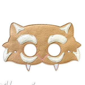 Friendly Sabertooth Mask Embroidery Design - Machine Embroidery - ITH mask - In The Hoop Mask - Embroidered Mask - 5x7 - 6x10 - Sabertooth