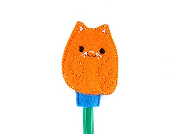 Cat Pencil Topper Embroidery Design, kitty, pencil topper, machine embroidery, ITH, in the hoop, 4x4, ith embroidery, kitten, cats, animal