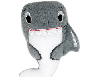 Shark Stuffie Embroidery Design, shark, stuffed animal, animal machine embroidery, ITH plushie, in the hoop, ith, stuffed, ocean, fish