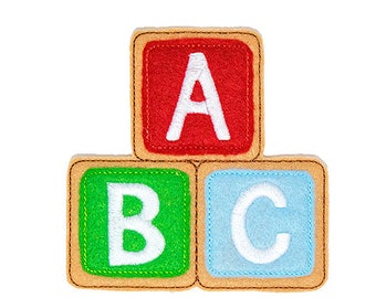 ABC Blocks Feltie Embroidery Design, abc feltie, machine embroidery, ITH, in the hoop, 4x4, abc embroidery, baby embroidery, blocks, letters