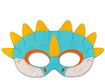 Spiked Dragon Mask Embroidery Design, dragon mask, machine embroidery, ITH mask, in the hoop mask, embroidery mask, 5x7, 6x10, dragons, horn