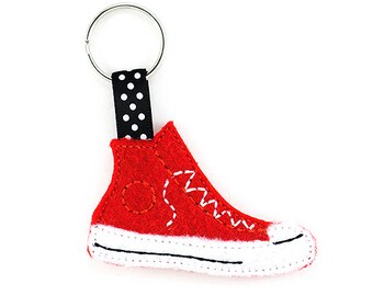 Sneaker Keychain Embroidery Design, shoe, hi-top, keychain embroidery, machine embroidery, ITH, in the hoop, shoe embroidery, sneakers, cute