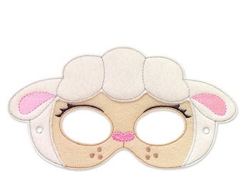 Bo sheep Mask Embroidery Design, máscara de oveja, bordado de máquina, máscara ITH, en la máscara de aro, máscara de bordado, 5x7, 6x10, ganso madre, cordero