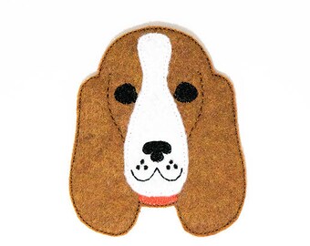 Basset Hound Feltie Embroidery Design, dog feltie, machine embroidery, ITH, in the hoop, 4x4, basset hound embroidery, basset feltie, puppy