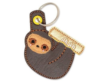 Sloth Eyelet Keychain bordado diseño, perezoso, bordado de llavero, bordado de la máquina perezosa, ITH, en el aro, diseño perezoso, ith perezoso