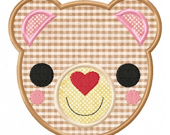 Heartfelt Bear Applique Embroidery Design, bear applique, valentine applique, machine embroidery, applique, bear embroidery, animal applique
