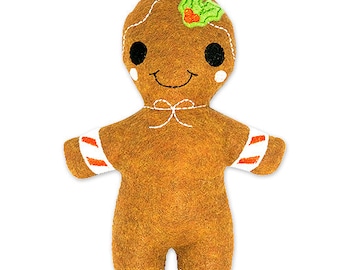 Gingerbread Stuffie Borduurontwerp, peperkoek, halloween, peperkoek machine borduurwerk, ITH knuffel, in de hoepel, ith, Kerstmis