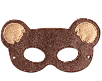 Diseño del bordado de la máscara del oso, máscara de oso, oso bordado de máquina, bordado de máscara de ITH, en la máscara del aro, máscara, 5 x 7, 6 x 10, máscara de oso de peluche