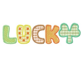 Lucky Symbols Applique Embroidery Design, lucky applique, st patricks applique, machine embroidery, applique, shamrock, clover, horseshoe