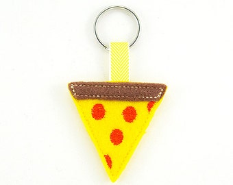Pizza Keychain Embroidery Design, food, pizza, keychain embroidery, machine embroidery, ITH, in the hoop, pizza embroidery, junk food, cute