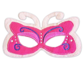 Masquerade Butterfly Mask Embroidery Design, masquerade mask, machine embroidery, ITH mask, in the hoop mask, embroidery mask, 5x7, 6x10