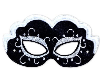 Masquerade Carnival Mask Embroidery Design, masquerade mask, machine embroidery, ITH mask, in the hoop mask, embroidery mask, 5x7, 6x10