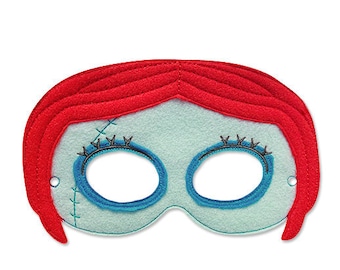 Doll Girl Mask Embroidery Design, doll mask, machine embroidery, ITH mask, in the hoop mask, embroidered mask, halloween mask, toy, puppet