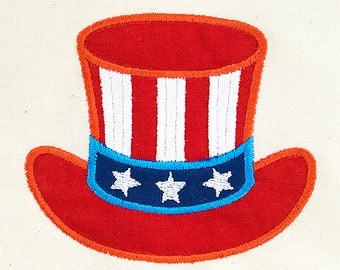 Patriotic Hat Applique Embroidery Design, hat applique, 4th of july applique, machine embroidery, applique, independence day, america, usa