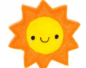 Kawaii Sun Feltie Embroidery Design, sun feltie, machine embroidery, ITH, in the hoop, 4x4, kawaii embroidery, sunshine, spring feltie, cute