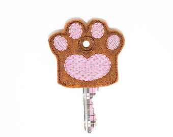 Paw Key Cover Embroidery Design, dog, dog key cover, key cover embroidery, machine embroidery, ITH, in the hoop, 4x4, key cozy, paw print