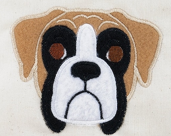 Boxer stoffen borduurwerk ontwerp, hond stoffen, boxer hond stoffen, machine borduurwerk, hond borduurwerk, bokser borduurwerk, ras van de hond, pup