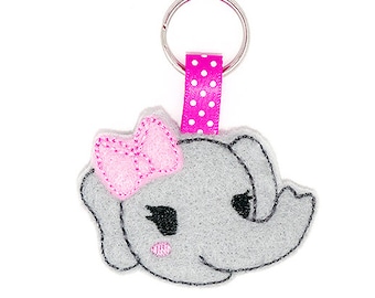 Nyckelringsbroderidesign för söt elefant, elefant, nyckelringsbroderi, maskinbroderi, ITH, i ringen, elefantbroderi, söt