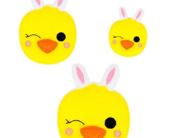 Bunny Chick Feltie Embroidery Design, easter feltie, machine embroidery, ITH, in the hoop, 4x4, easter embroidery, chick embroidery, bunny