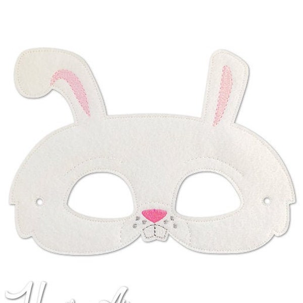 Fluffy Bunny Mask Embroidery Design, pet mask, machine embroidery, ITH mask, in the hoop mask, embroider mask, 5x7, 6x10, rabbit, pets mask