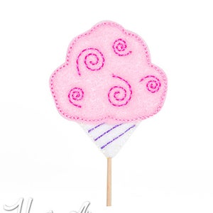 Cotton Candy Cupcake Topper Embroidery Design, machine embroidery, ITH, in the hoop, 4x4, cotton candy embroidery design, carnival topper