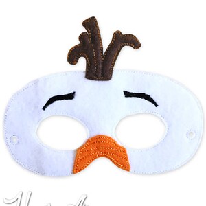 Snowman máscara bordado diseño, máscara de muñeco de nieve, bordado de la máquina, máscara ITH, en la máscara del aro, máscara bordada, 5x7, 6x10, traje de muñeco de nieve