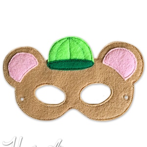 Baby Bear Mask Embroidery Design, goldilocks mask, machine embroidery, ITH mask, in the hoop mask, embroidered mask, 5x7, 6x10, bear mask
