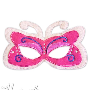 Masquerade Butterfly Mask Embroidery Design, masquerade mask, machine embroidery, ITH mask, in the hoop mask, embroidery mask, 5x7, 6x10