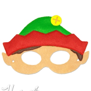 Elf Mask Embroidery Design, Christmas mask, machine embroidery, ITH mask, in the hoop mask, embroider mask, 5x7, 6x10, elf costume, holiday