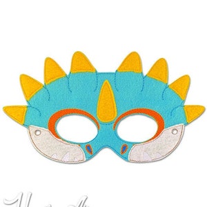 Spiked Dragon Mask Embroidery Design, dragon mask, machine embroidery, ITH mask, in the hoop mask, embroidery mask, 5x7, 6x10, dragons, horn