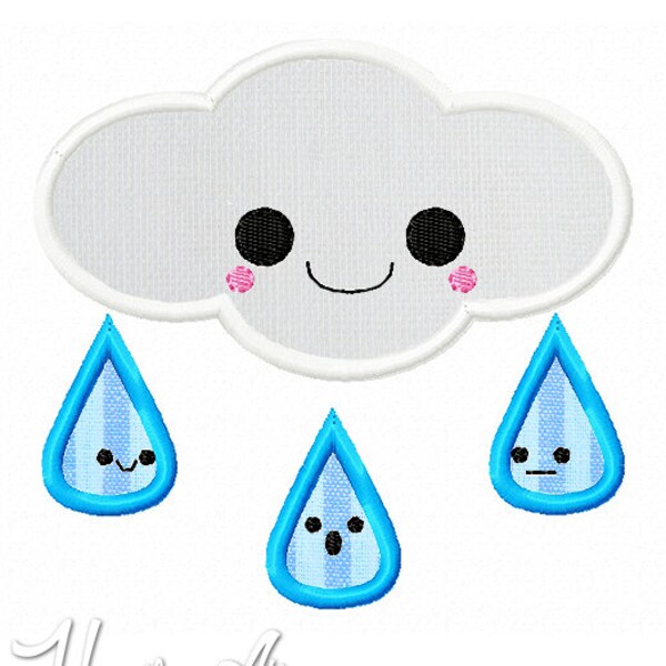 Rain Cloud Applique Etsy