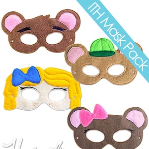Goldilocks Mask Embroidery Design Pack, goldilocks mask, bears, machine embroidery, ITH mask, in the hoop mask, embroidered mask, 5x7, 6x10