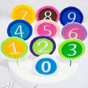 Numbers Cupcake Topper Embroidery Designs, machine embroidery, ITH, in the hoop, 4x4, numbers, number embroidery design, birthday, party