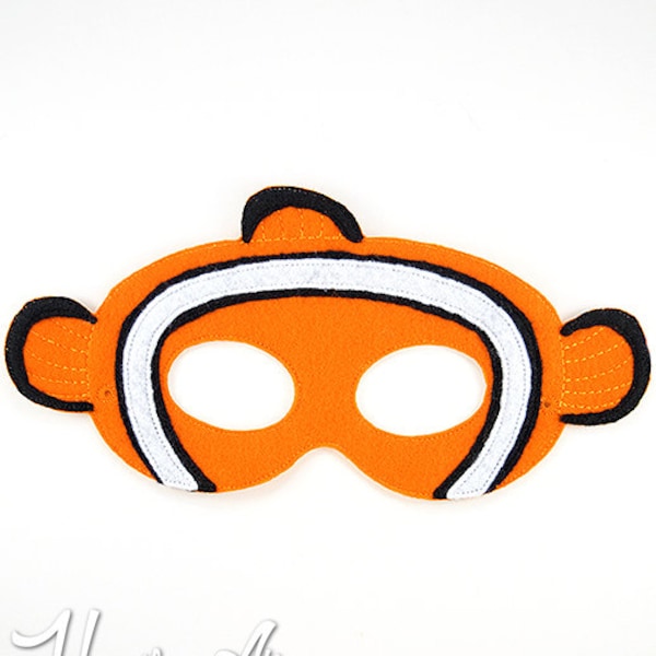 Clownfish Design de broderie de masque, masque de poisson, broderie machine, masque vec, dans le cercle masque, broderie, 5 x 7, 6 x 10, costume de poisson, mignon