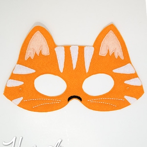 Striped Cat Mask Embroidery Design, kitty mask, machine embroidery, ITH mask, in the hoop mask, embroidered mask, 5x7, 6x10, cats, cat mask