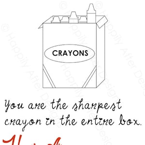 Crayon Hand Embroidery Pattern, crayon pattern, teacher, hand embroidery, printable pattern, crayon box embroidery, needlework, school, art