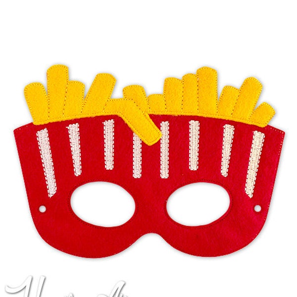 Fries Maske Stickdesign, Bratmaske, Maschinenstickerei, ITH-Maske, in der Hoop-Maske, bestickte Maske, 5x7, 6x10, Lebensmittelmaske, French-Braten