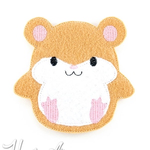 Hamster Feltie Embroidery Design, hamster feltie, machine embroidery, ITH, in the hoop, 4x4, hamster embroidery, hamster, mouse feltie