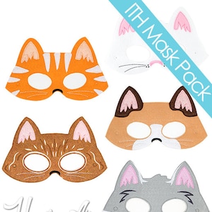Cats Mask Embroidery Design Pack, cat mask, striped, tabby cat, machine embroidery, ITH mask, in the hoop mask, embroidered mask, 5x7, 6x10