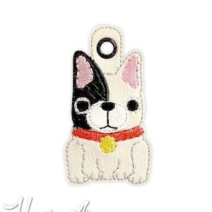 French Bulldog Cutie Eyelet Keychain Embroidery Design, french bulldog, keychain embroidery, dog machine embroidery, ITH, in the hoop, puppy