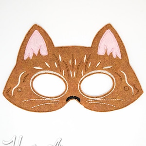 Multicolored Cat Mask Embroidery Design, kitty mask, machine embroidery, ITH mask, in the hoop mask, embroidered mask, 5x7, 6x10, cat mask